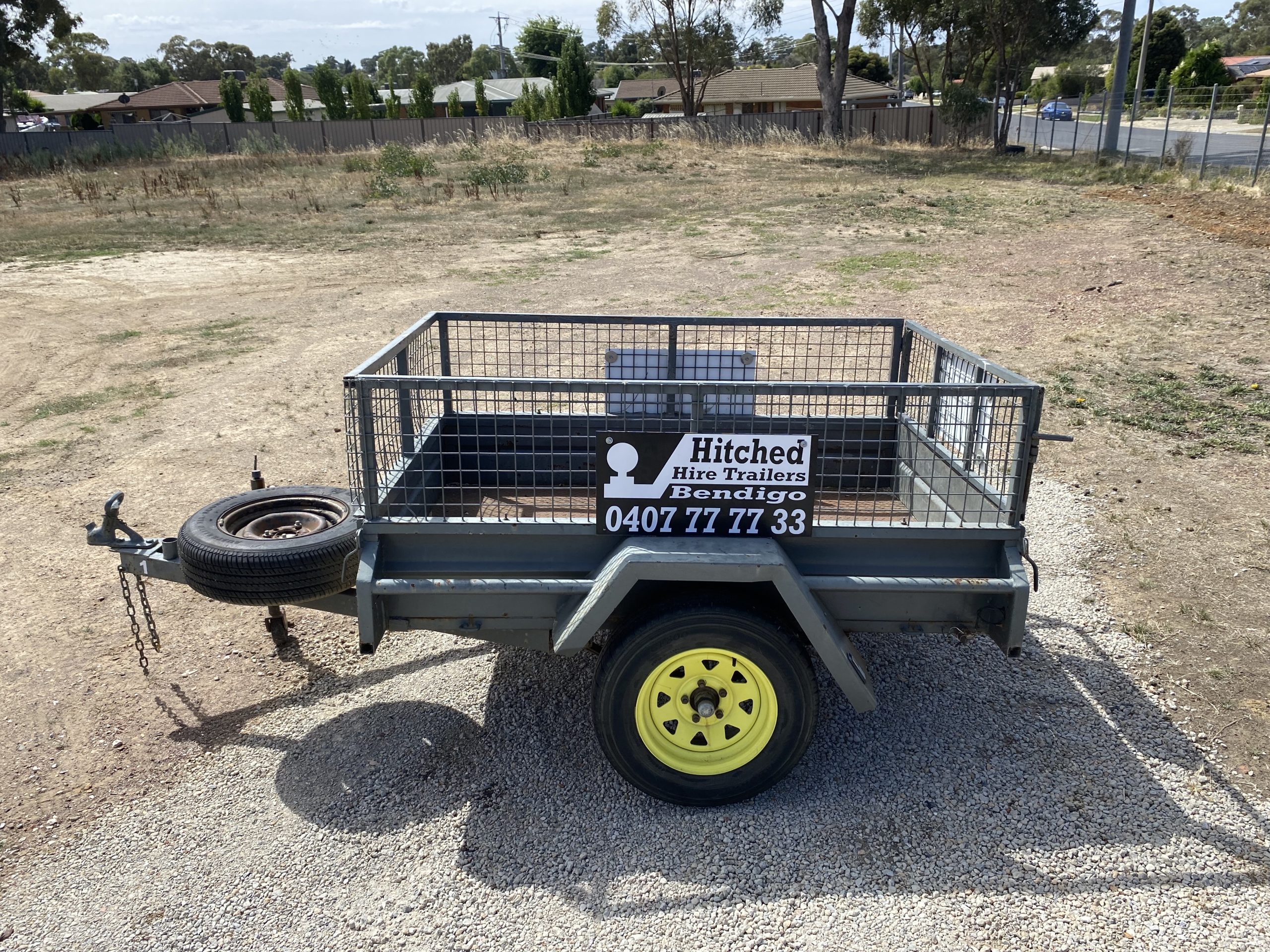 Trailer 1. Small Cage Hitched Hire Trailers Bendigo